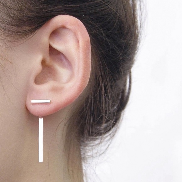 Jewelry - Silver T-Bar Studs w/Vertical Bar Jackets
